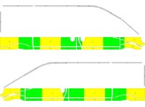 Striping Renault Trafic/Opel Vivaro 2010-2015 L1H1 - Half Battenburg Groen/Geel/Wit KIT  links   rechts  schuifdeur rechts