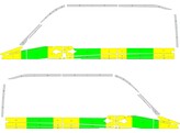 Striping Mercedes Sprinter 2012 L2H2 - Half Battenburg T11500 Vert/Jaune/Blanc  gauche   droite  2 p