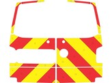 Striping Volkswagen Transporter T6 2016-2021 H1 - Chevrons T11500 Rood/Geel 20 cm - met ruitenwissers