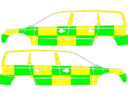 Striping Volvo V70 2008-2016 Battenburg Green/Yellow/White KIT  left   right  CHR Verviers