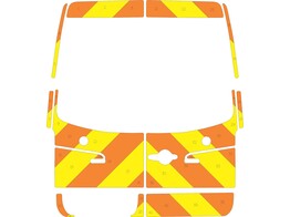 Striping Mercedes Sprinter H2 Chevrons Oranje/Geel 20 cm 2 achterdeuren 270  met ruiten en magneten V20896