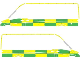 Striping Mercedes Sprinter L3H2 Battenburg Groen/Geel/Wit  links   rechts  V20894