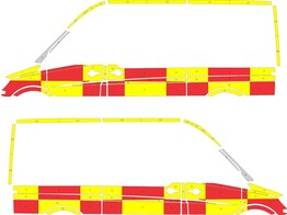 Striping Mercedes Sprinter L2H2 Battenburg Rouge/Jaune/Blanc  gauche   droite  2 portes coulissantes