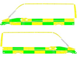 Striping Mercedes Sprinter L3H2 Battenburg Green/Yellow/White  left   right  2 sliding doors