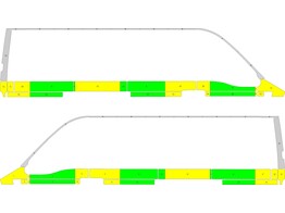 Striping Opel Movano  Old model  L3H2 Half Battenburg Green/Yellow/White  left   right  2 sliding do