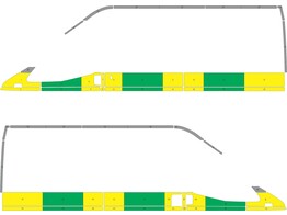 Striping Ford Transit L2H3  old model  Half Battenburg Green/Yellow/White  right  left  1 sliding do