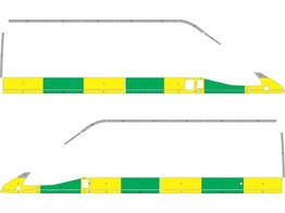 Striping Ford Transit L4H3  oud model  Half Battenburg Green/Yellow/White  rechts links  1 schuifdeur