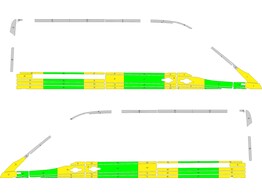 Striping Ford Transit L3H2 Half Battenburg Green/Yellow/White  links   rechts  2 Schuifdeuren