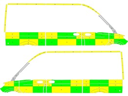 Striping Mercedes Sprinter 2019 L2H2 - Battenburg Avery Prismatic T11500 Green/Yellow/White KIT  lef