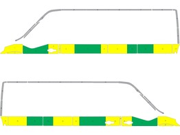 Striping Renault Master L3H2 Half Battenburg Groen/Geel/Wit  links   rechts  1 schuifdeur