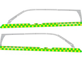 Striping Mercedes Vito L2H1 Battenburg double row blocks  side 100 mm  Green/Yellow V8000