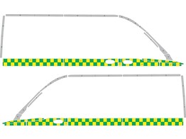 Striping Merc. Sprinter L2H2 NDLZ Battenburg Dubbele rij blokken  zijde 100mm   1 schuifdeur