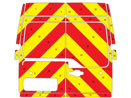 Striping Opel Movano/Renault Master 2013- achteraan ROOD/GEEL 20 cm