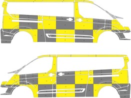 Striping Ford Transit Custom L2H1Traffic officer Kit Yellow/black 2 schuifdeuren