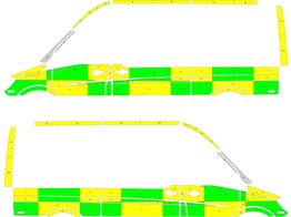 Striping Mercedes Sprinter L2H2 Battenburg Green/Yellow/White  left   right  2 sliding doors