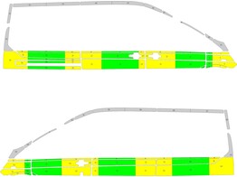 Striping Ford Transit Custom L2H2 half battenburg yellow/green/white 1 sliding door right