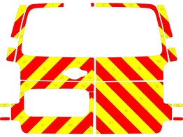 Striping Opel Vivaro en Renault Trafic H1 Chevrons Fluo geel/rood 10 cm met ruiten