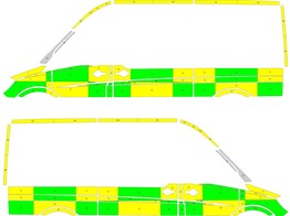 Striping Mercedes Sprinter L2H2 Battenburg Groen/Geel/Wit  links   rechts  2 schuifdeuren   deuren 180 