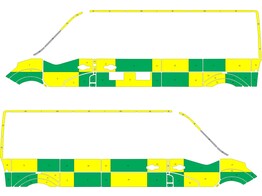 Striping Renault Master L3H2 Battenburg Groen/Geel/Wit  links   rechts  2 schuifdeuren VF1MA000160720915