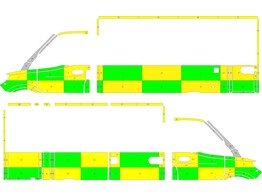 Striping Mercedes Sprinter Kast Battenburg Groen/Geel/Wit  links   rechts  Noord-Limburg