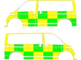 Striping Volkswagen T6 MUG Battenburg Groen/Geel/Wit  links   rechts  2 schuifdeuren Jolimont WV2ZZZ7HZPH067502