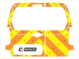 Striping Peugeot Partner - Chevrons Avery Prismatic T11500 Orange/Jaune 15 cm 2 portes arrieres vitr