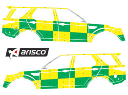 Striping Land Rover Discovery 5 2018 - Battenburg T11500 Green/Yellow/White KIT  left   right  MUG/S