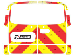 Striping Mercedes Vito 2016 A2 - Chevrons T7500 Red/Yellow 20cm - rear doors with windows