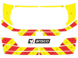 Striping Ford Focus Clipper 2017 - Chevrons T7500 Rouge/Jaune 10 cm 2 portes arrieres vitrees