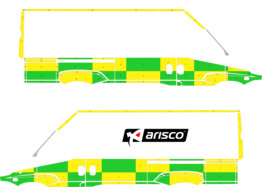 Striping Iveco Daily 2019 L2H2 - Battenburg KIT T11500 Green/Yellow/White  left   right  2 sliding d